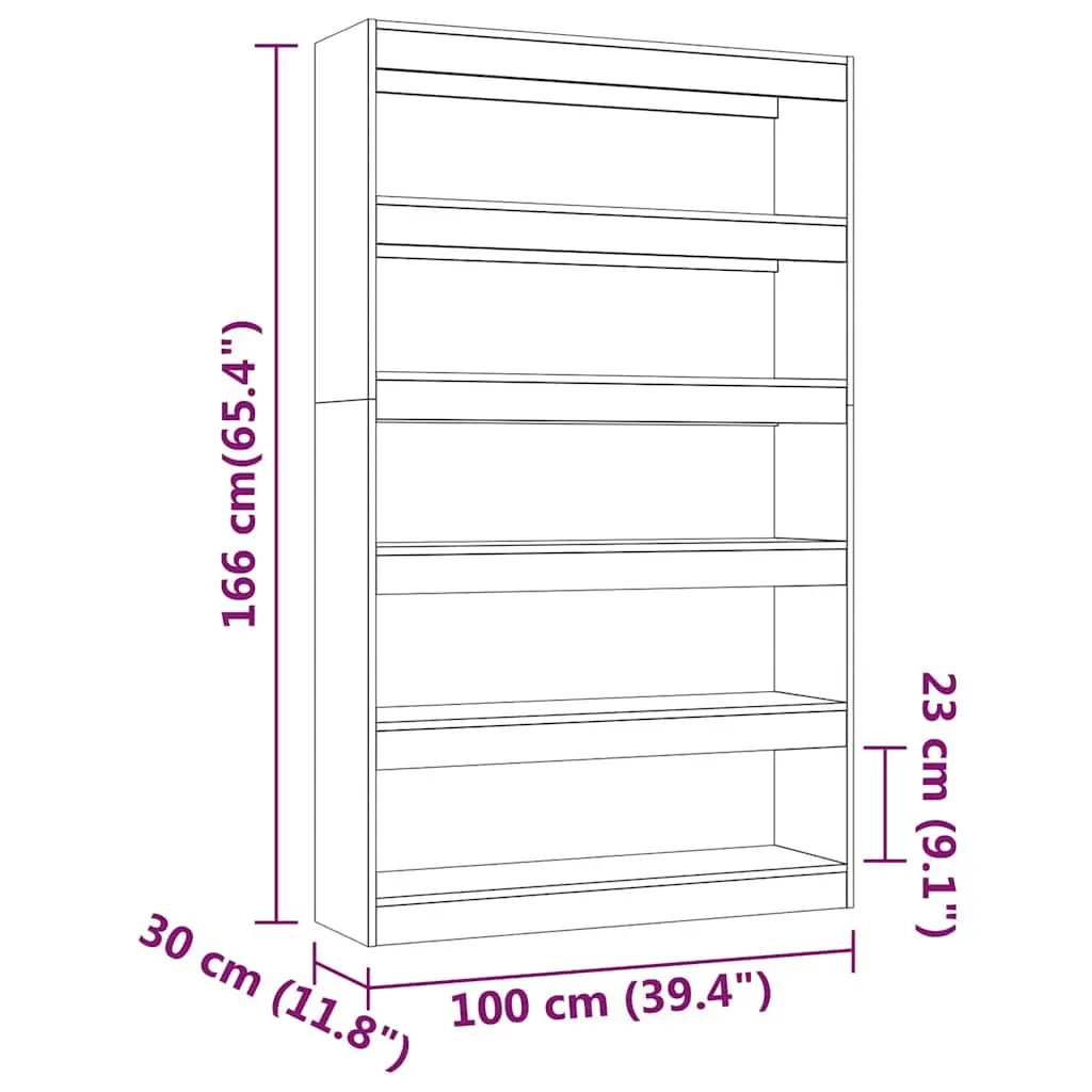 Book Cabinet Wooden Grey 100 x 30 x 166 cm Shelving Storage Room Divider