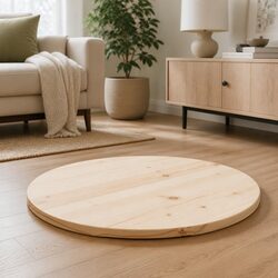 60cm Round Solid Pine Wood Table Top in Natural Brown