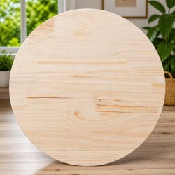 Round Solid Pinewood Table Top Ø80cm x 2.5cm Brown