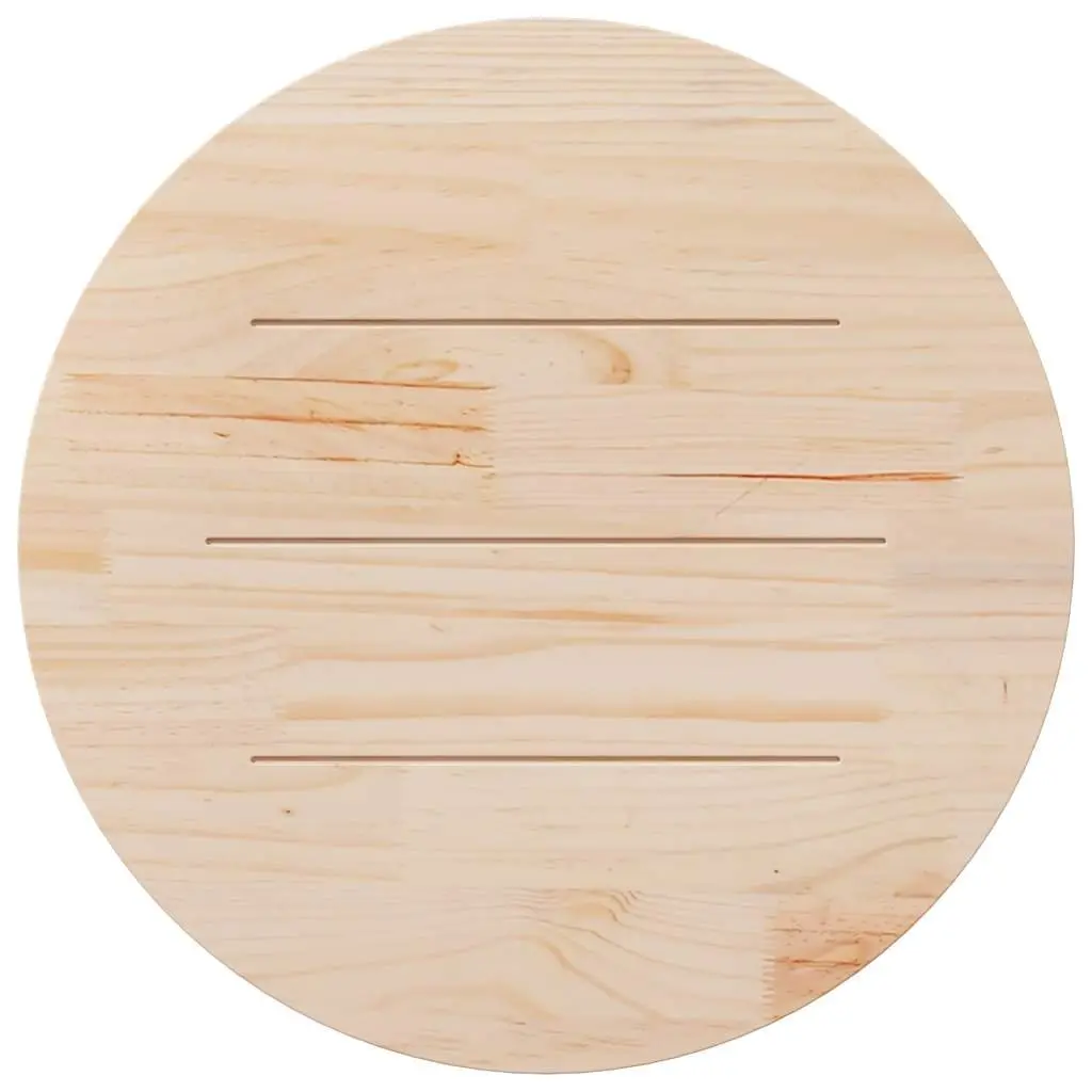 Round Table Top 90cm Brown Solid Pine Wood Indoor Coffee Dining Surface