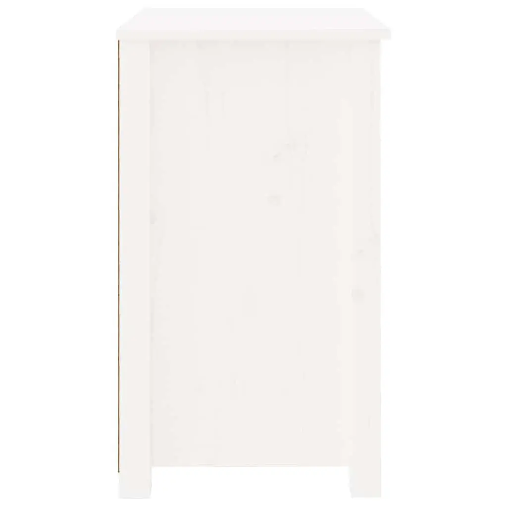 White Solid Pine Wood Bedside Cabinet with Drawers