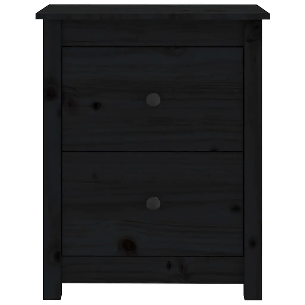 Black Solid Wood Pine Nightstand Set of 2