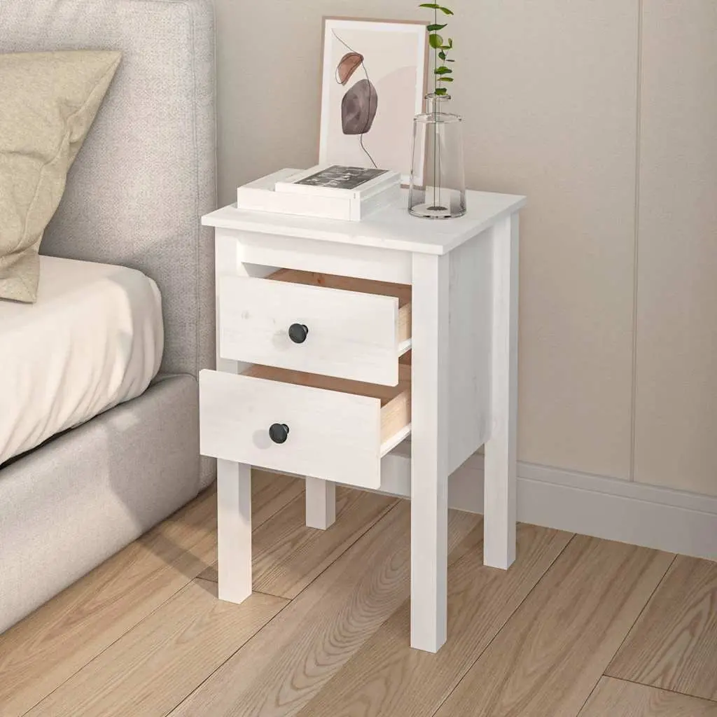 White Bedside Cabinet Set 2 pcs 40x35x61.5 cm