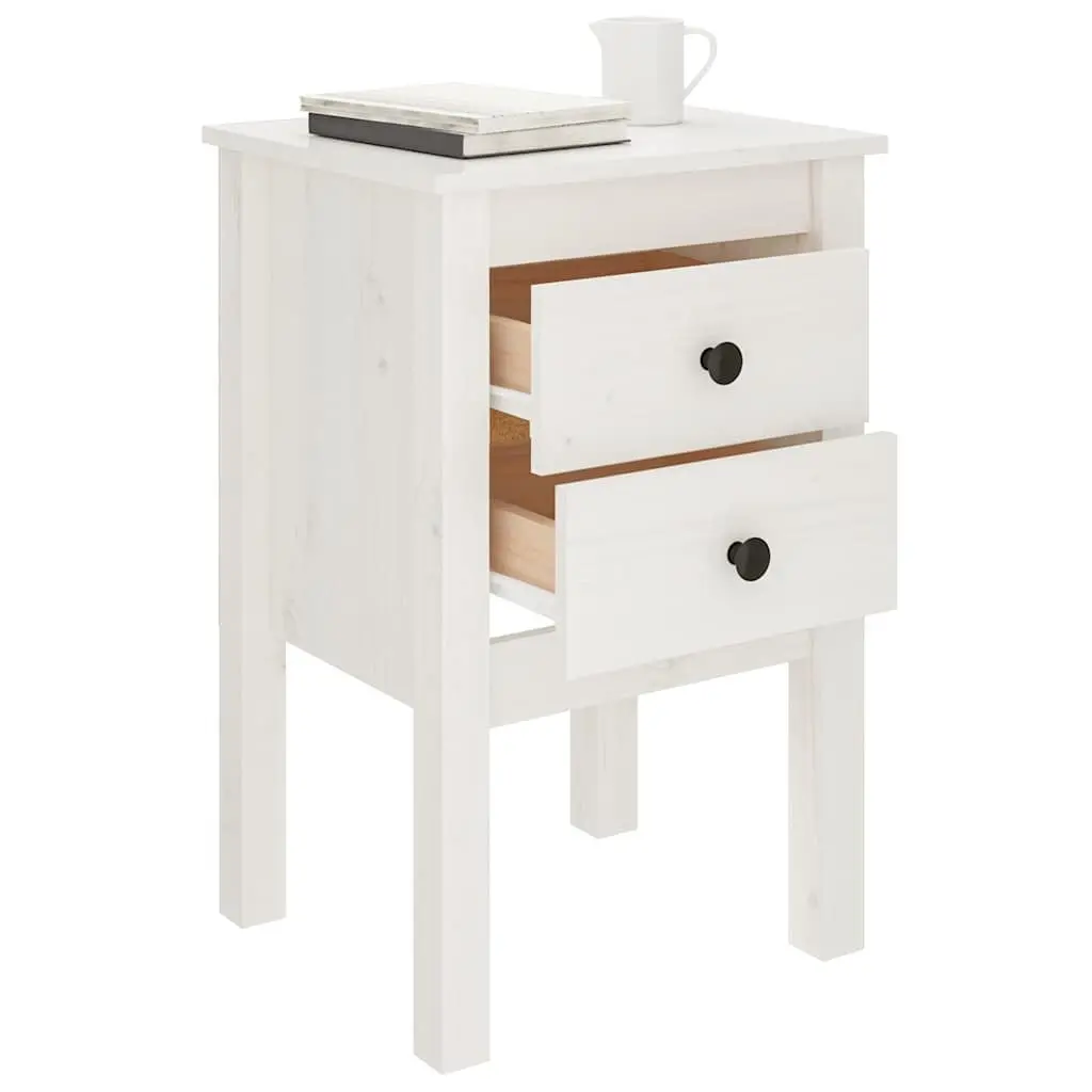White Bedside Cabinet Set 2 pcs 40x35x61.5 cm