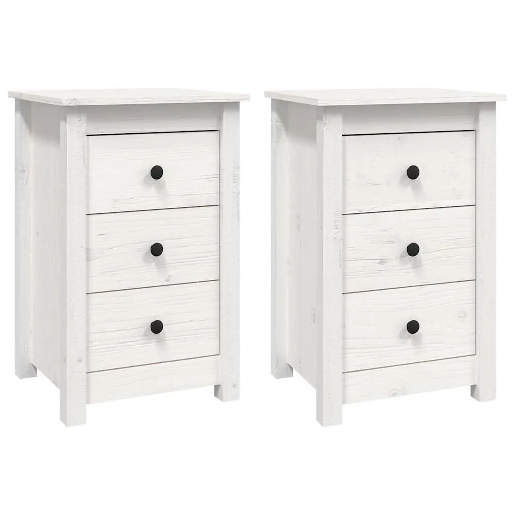 White Bedside Cabinets 2 pcs with Storage Drawers