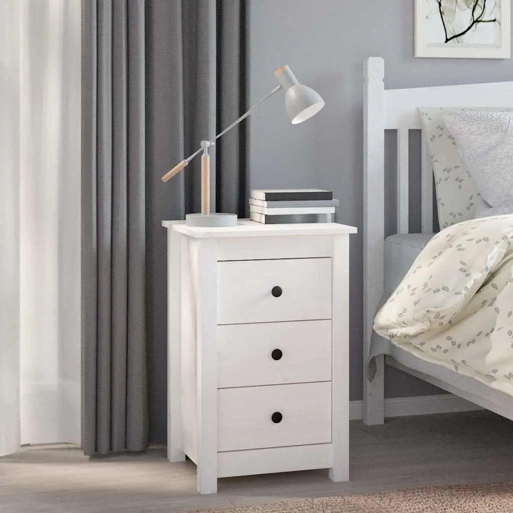 White Bedside Cabinets 2 pcs with Storage Drawers