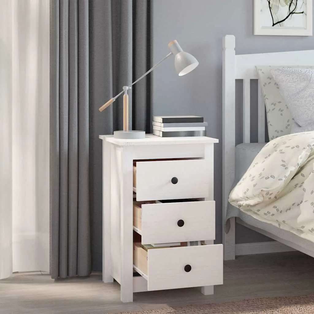 White Bedside Cabinets 2 pcs with Storage Drawers