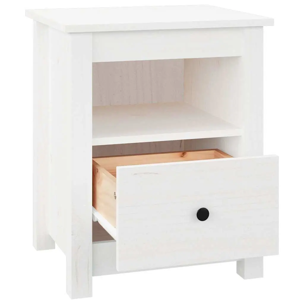 White Wooden Bedside Cabinet with Storage Drawer