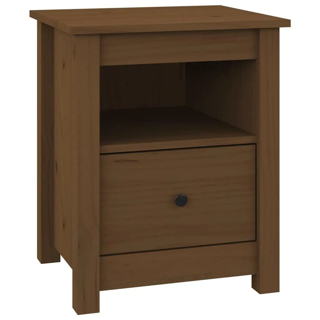Solid Pine Wood Bedside Cabinet with Drawer