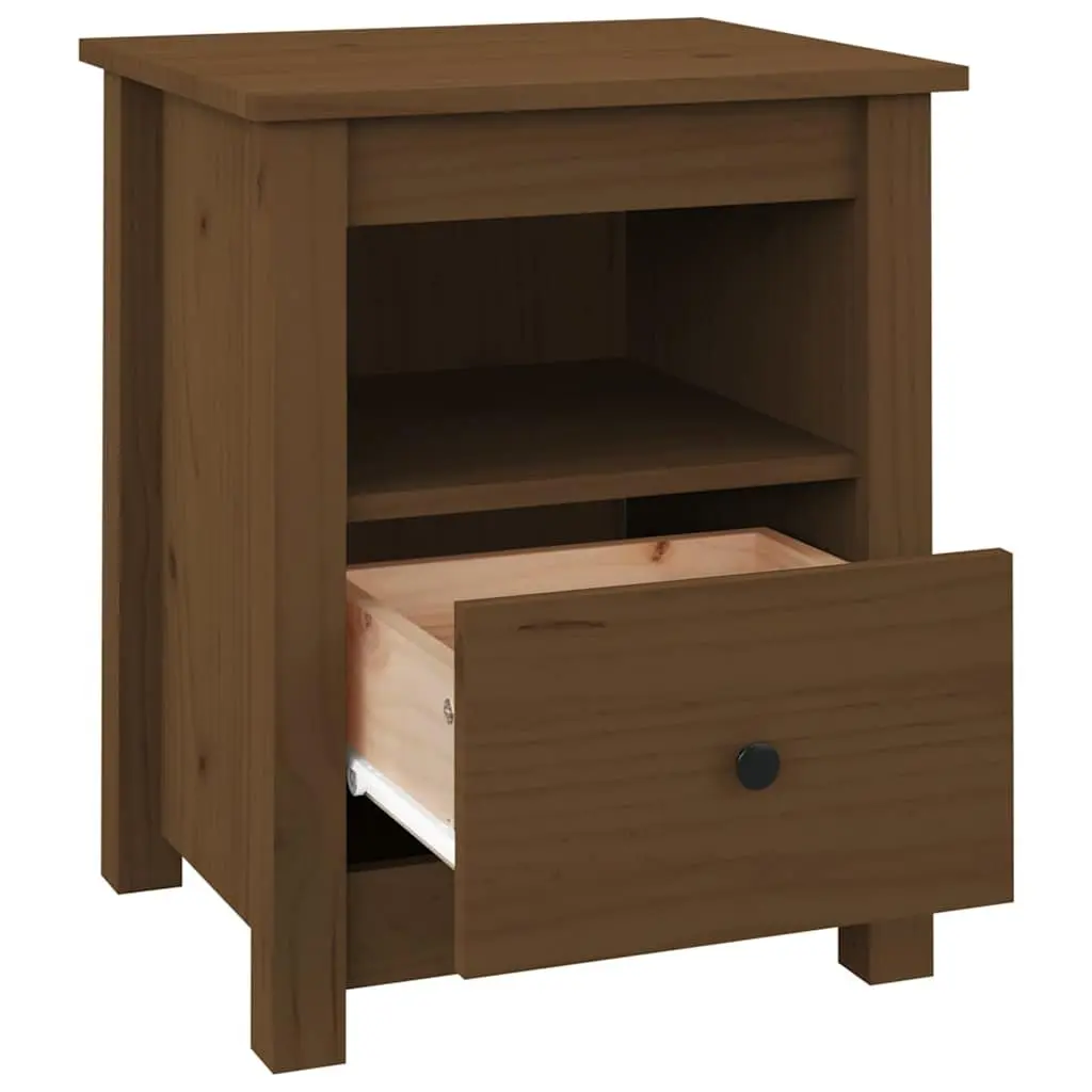 Solid Pine Wood Bedside Cabinet with Drawer