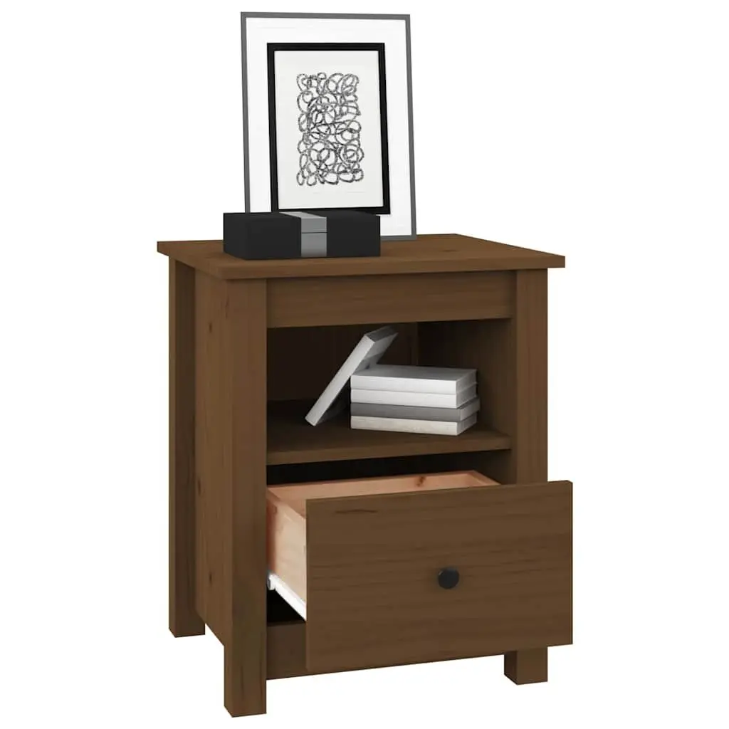 Solid Pine Wood Bedside Cabinet with Drawer
