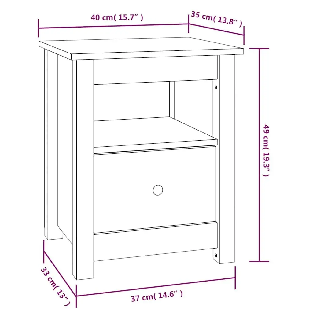 Solid Pine Wood Bedside Cabinet with Drawer