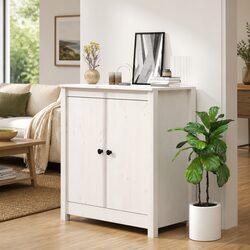 Sturdy White Wooden Sideboard Storage Cabinet