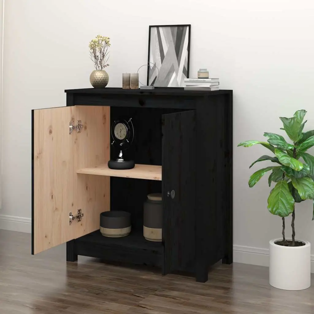 Black Wooden Sideboard Storage Cabinet