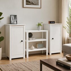 Elegant White Solid Wood Pine Sideboards for Living Spaces