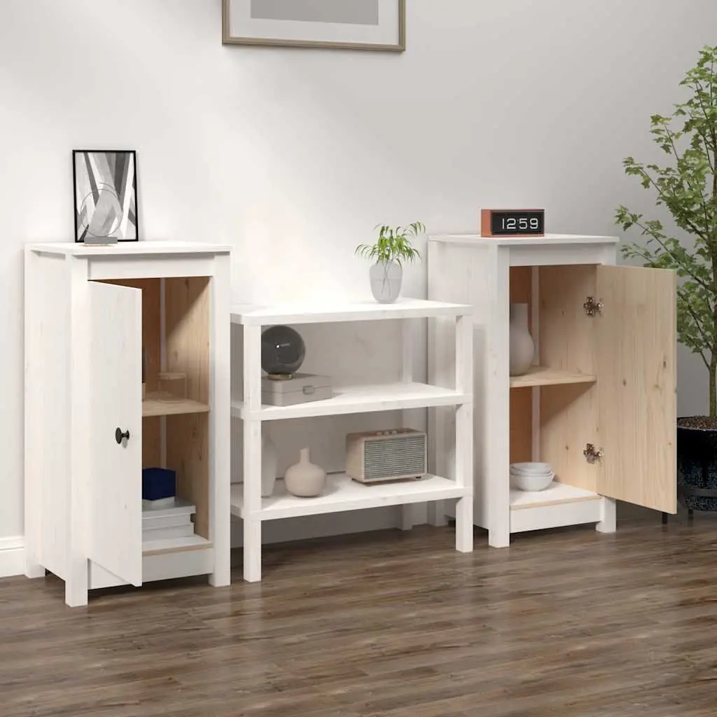 White Solid Wood Pine Sideboards for Living Spaces
