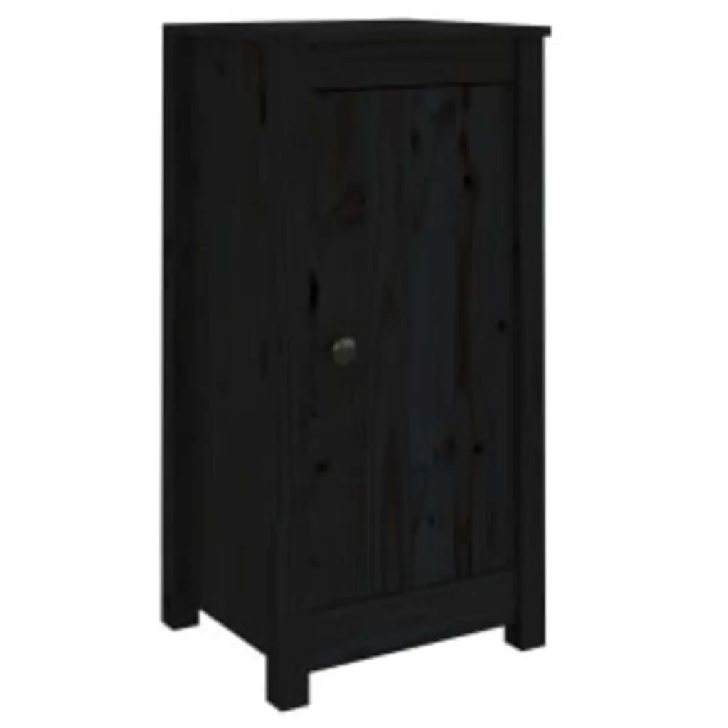 Sideboards 2 pcs Black Solid Wood Storage Cabinet Living Room Furniture