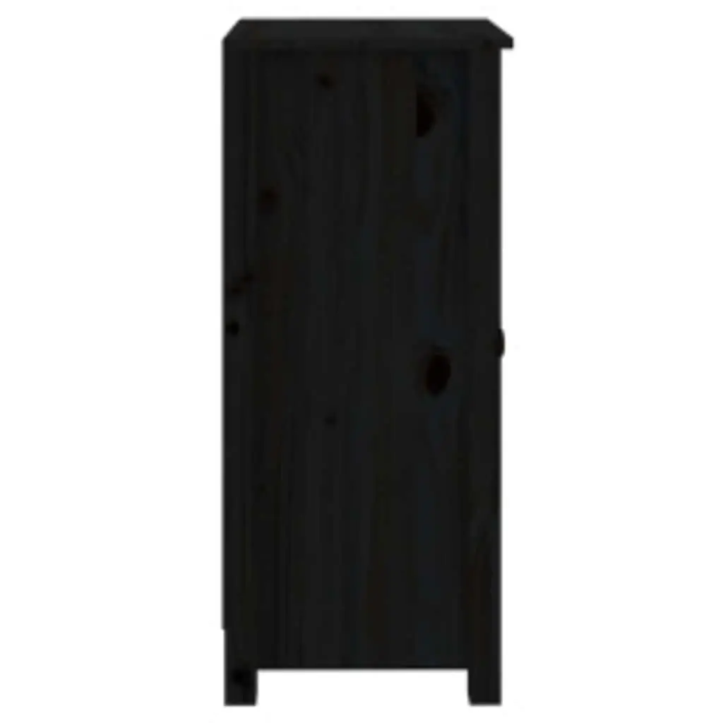 Sideboards 2 pcs Black Solid Wood Storage Cabinet Living Room Furniture