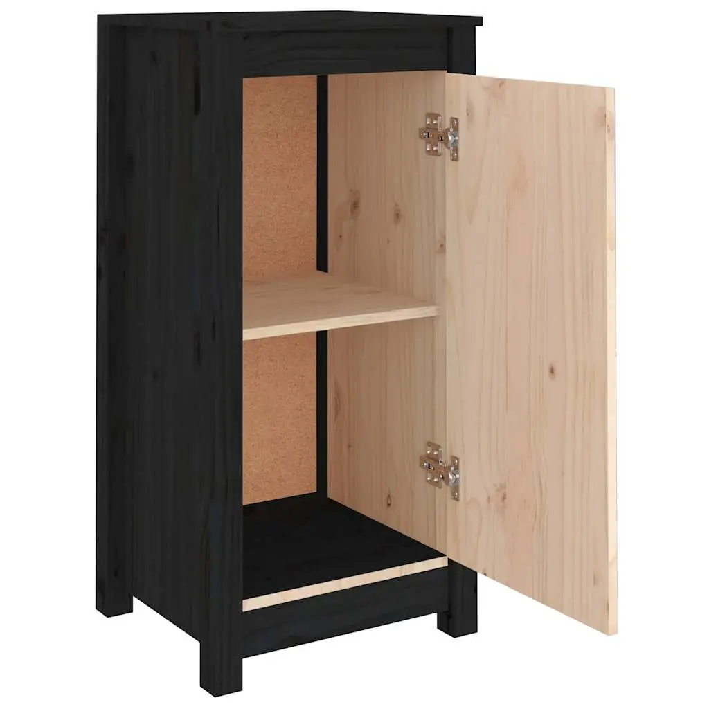 Sideboards 2 pcs Black Solid Wood Storage Cabinet Living Room Furniture