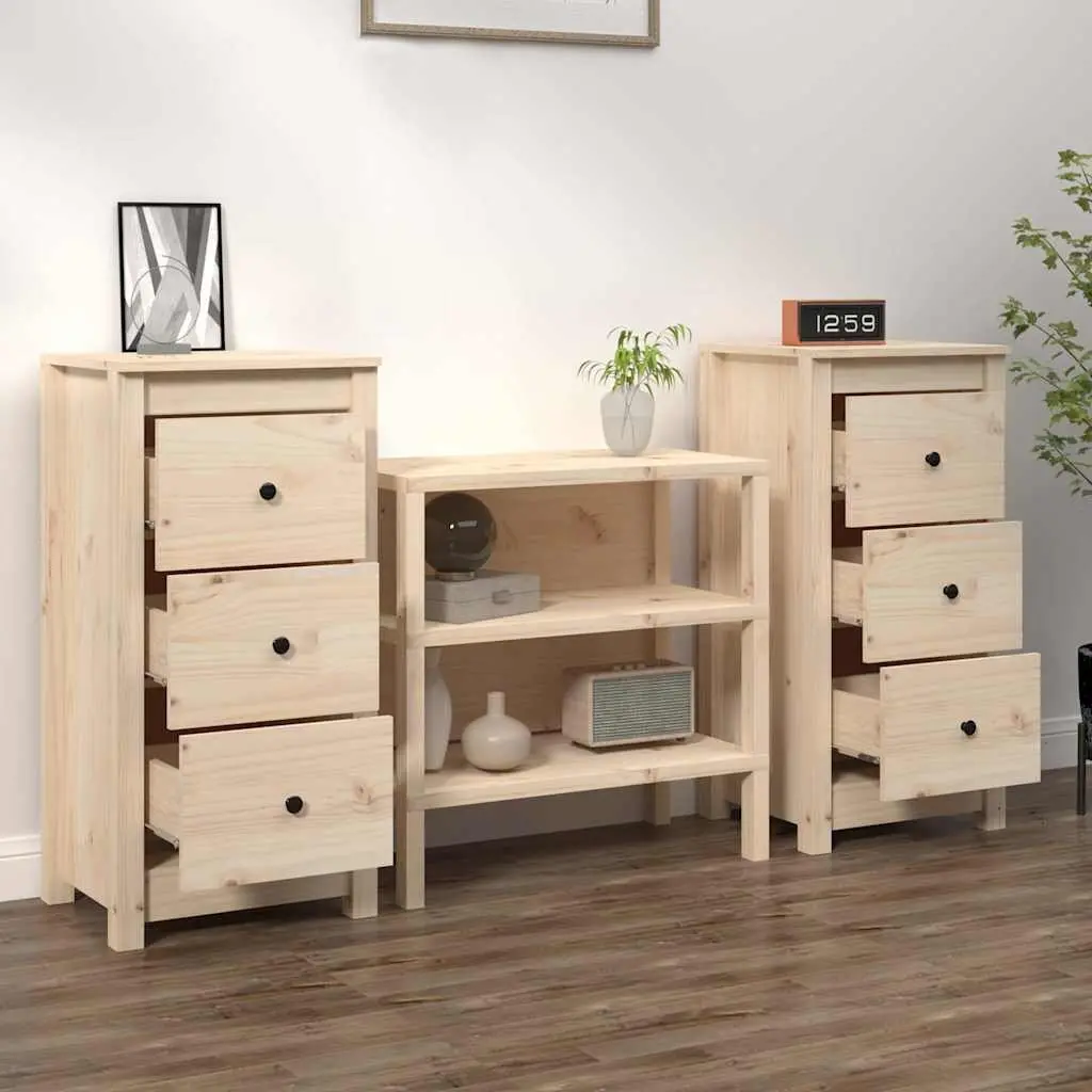 Solid Pine Wood Sideboard Cabinet 40x35x80 cm
