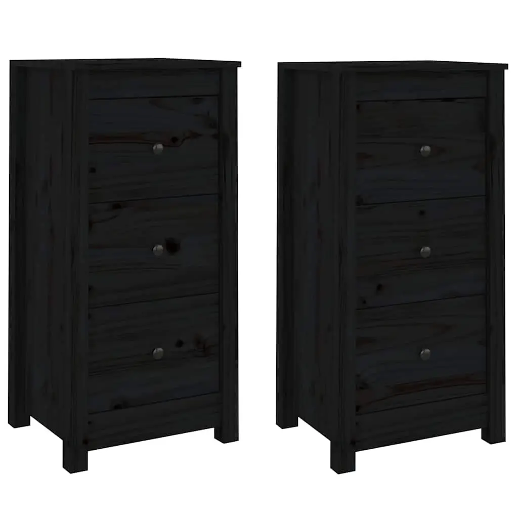 Black Solid Wood Pine Sideboard for Storage