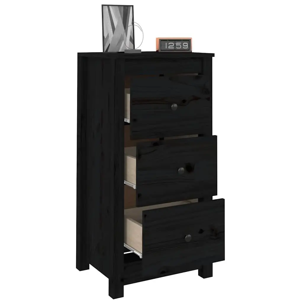 Black Solid Wood Pine Sideboard for Storage