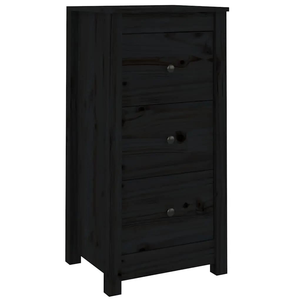 Black Solid Wood Pine Sideboard for Storage