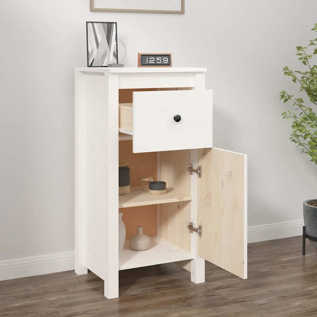 Solid Pine White Sideboard Storage Cabinet 40x35x80cm