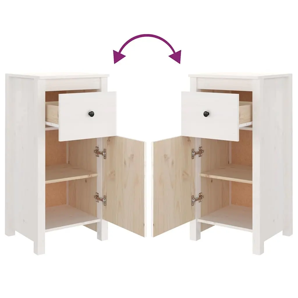 Solid Pine White Sideboard Storage Cabinet 40x35x80cm