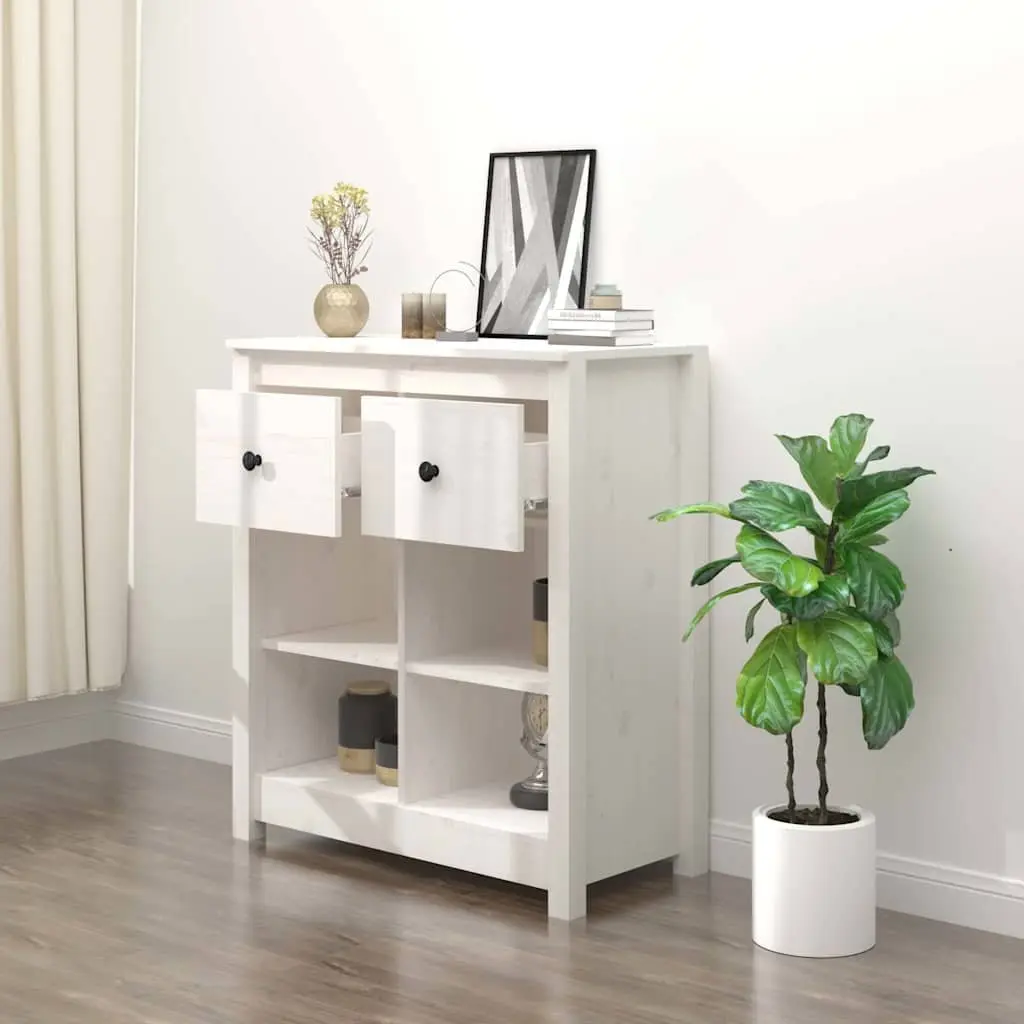 White Sideboard 70x35x80 cm with Drawers