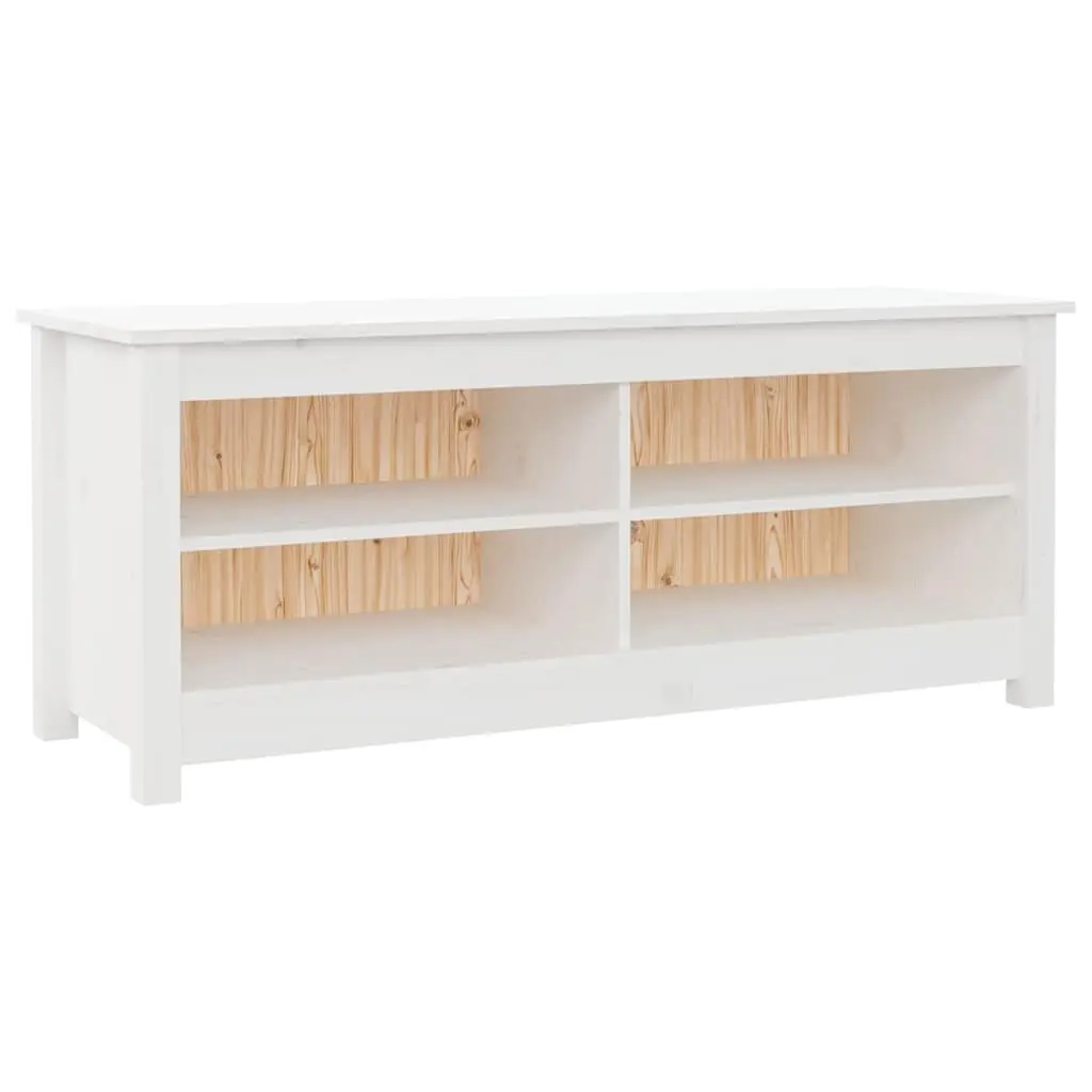Solid Pine Wood Shoe Bench in White with Storage