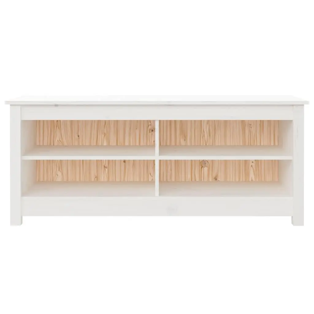 Solid Pine Wood Shoe Bench in White with Storage