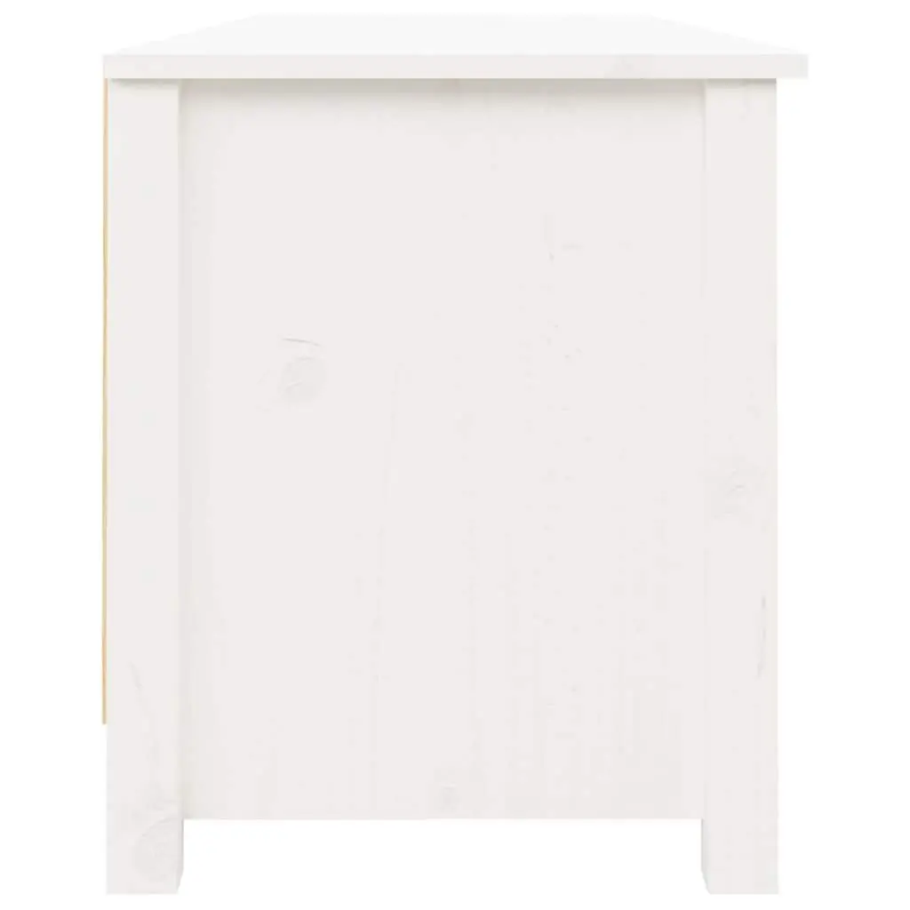 Solid Pine Wood Shoe Bench in White with Storage