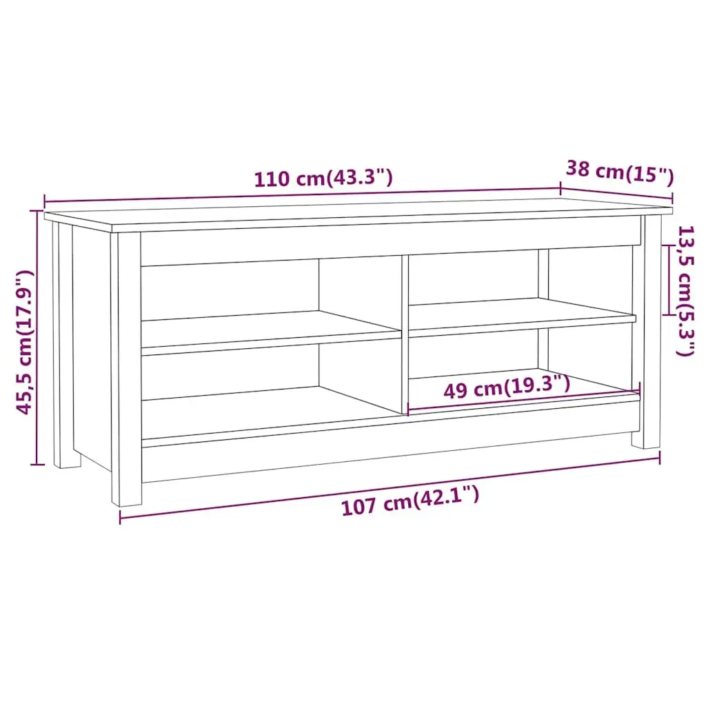 Solid Pine Wood Shoe Bench in White with Storage