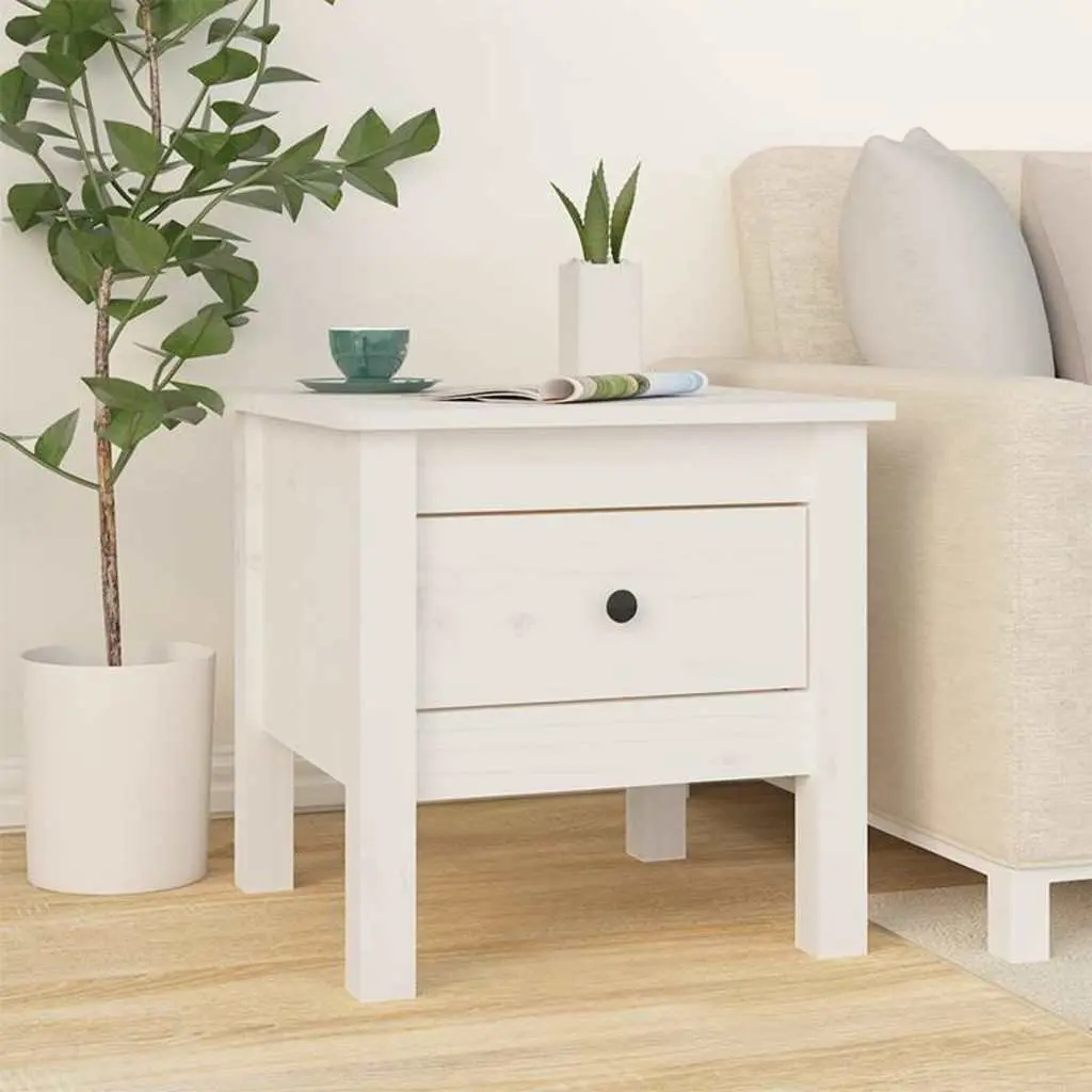 Side Tables 2 pcs White 40x40x39 cm Solid Wood Pine End Table Living Room