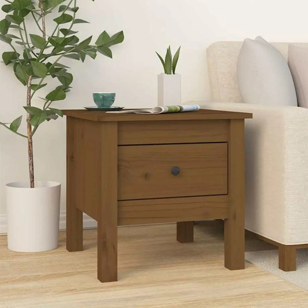 Honey Brown Solid Wood Pine End Tables Set of 2