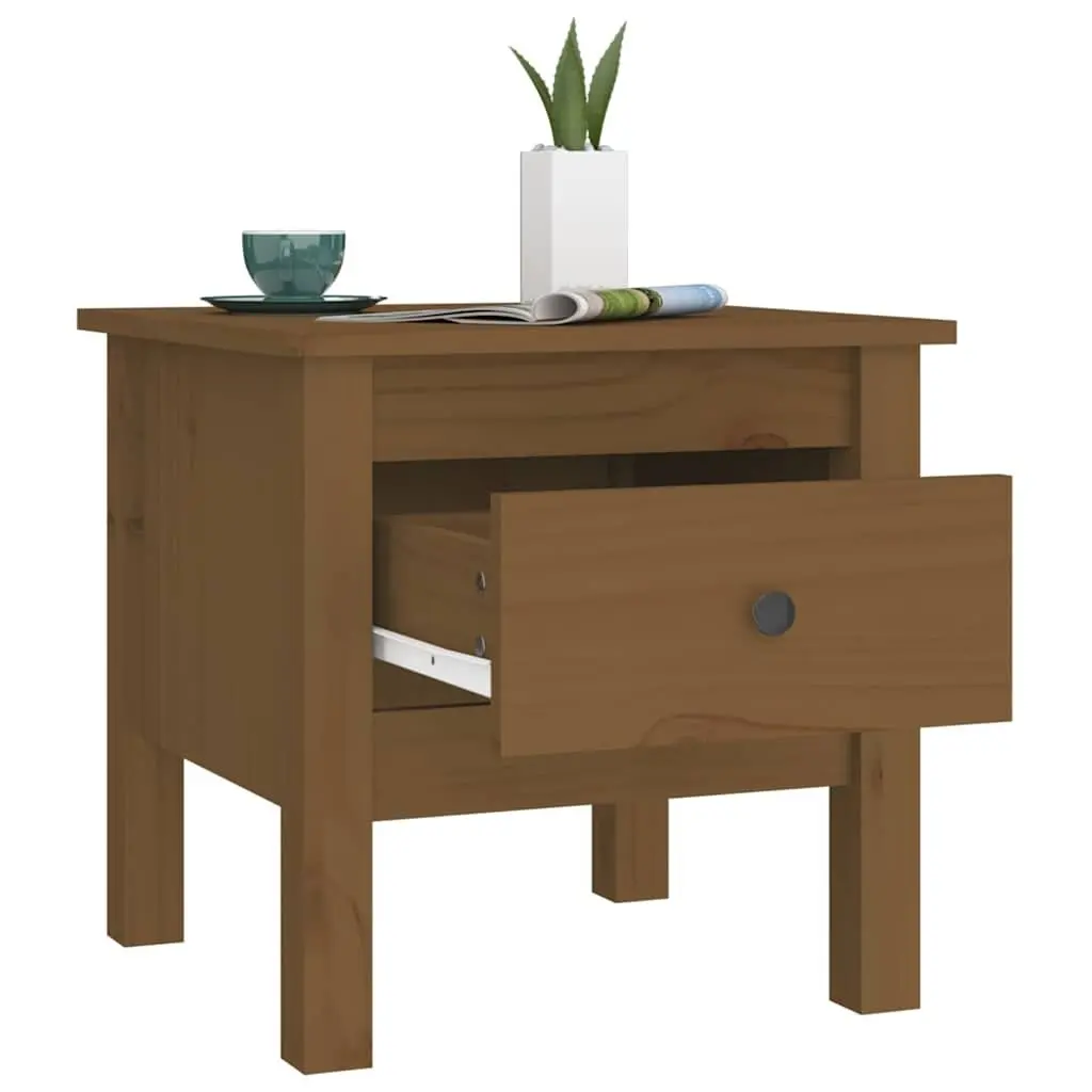 Honey Brown Solid Wood Pine End Tables Set of 2