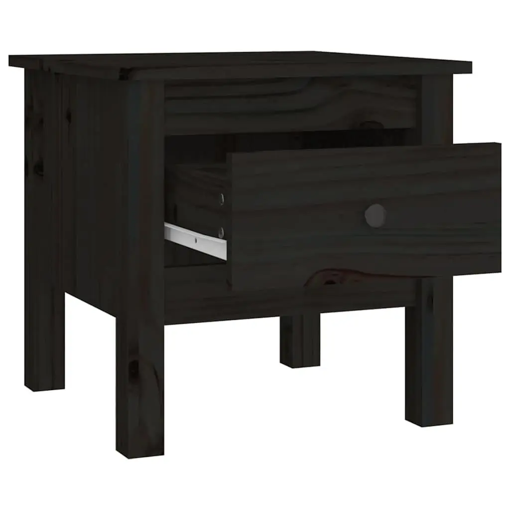 Side Tables 2 pcs Black 40x40x39 cm Solid Wood Pine End Table Bedside
