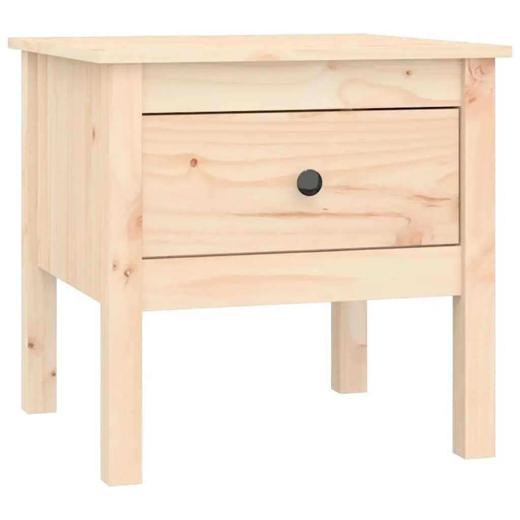 Set of 2 Solid Pine Wood Side Tables with Storage
