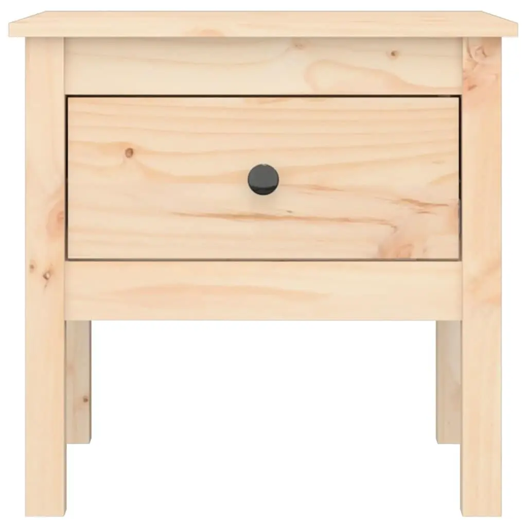 Set of 2 Solid Pine Wood Side Tables with Storage