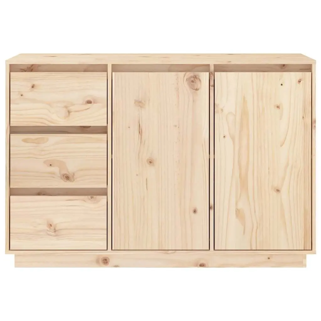 Brown Solid Wood Pine Sideboard with Storage and Drawers