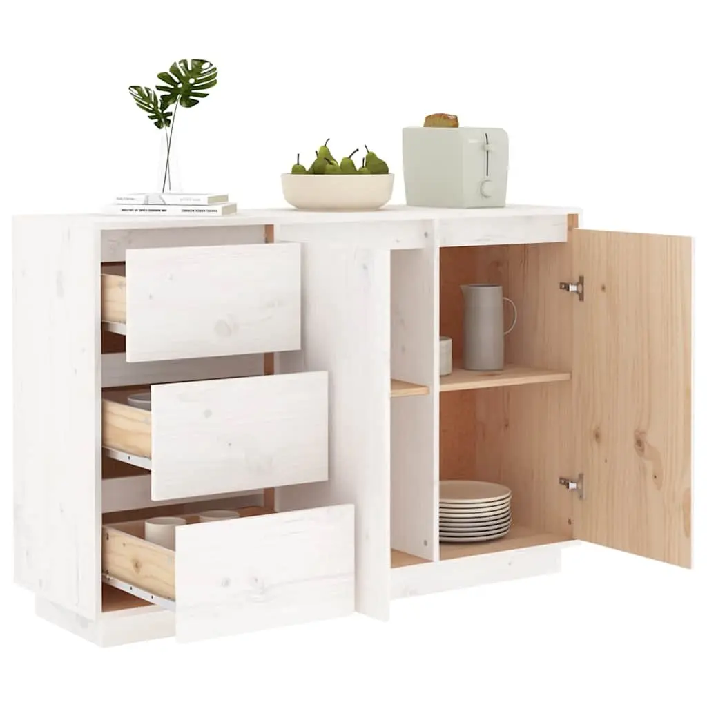 White Pine Wood Sideboard with 2 Doors & 3 Drawers