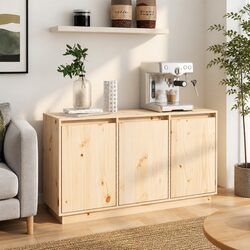 Solid Wood Pine Sideboard 111x34x60 cm in Brown