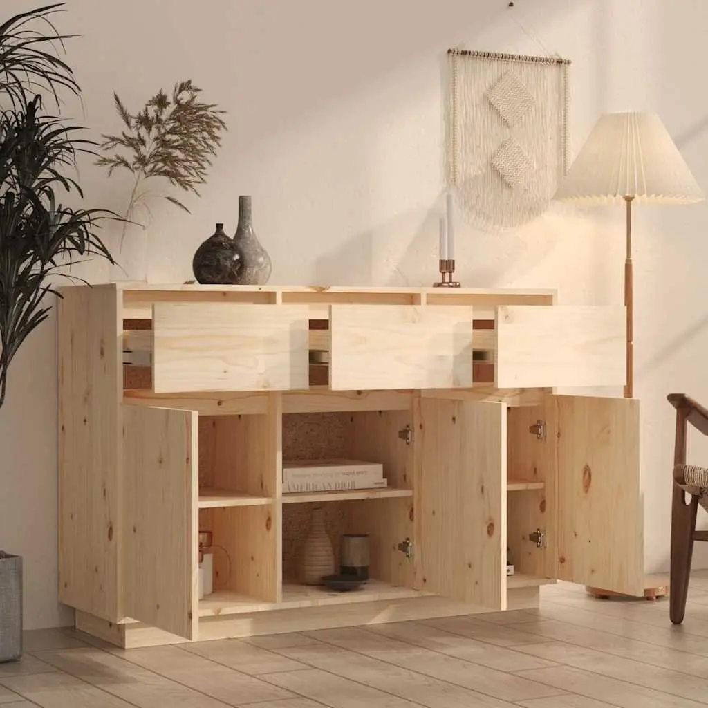 Solid Pine Wood Sideboard 111x36x75 cm Brown