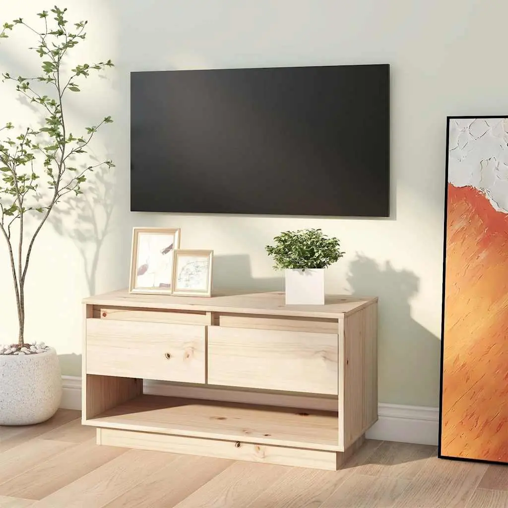 Solid Pine Wood TV Cabinet with Drawers