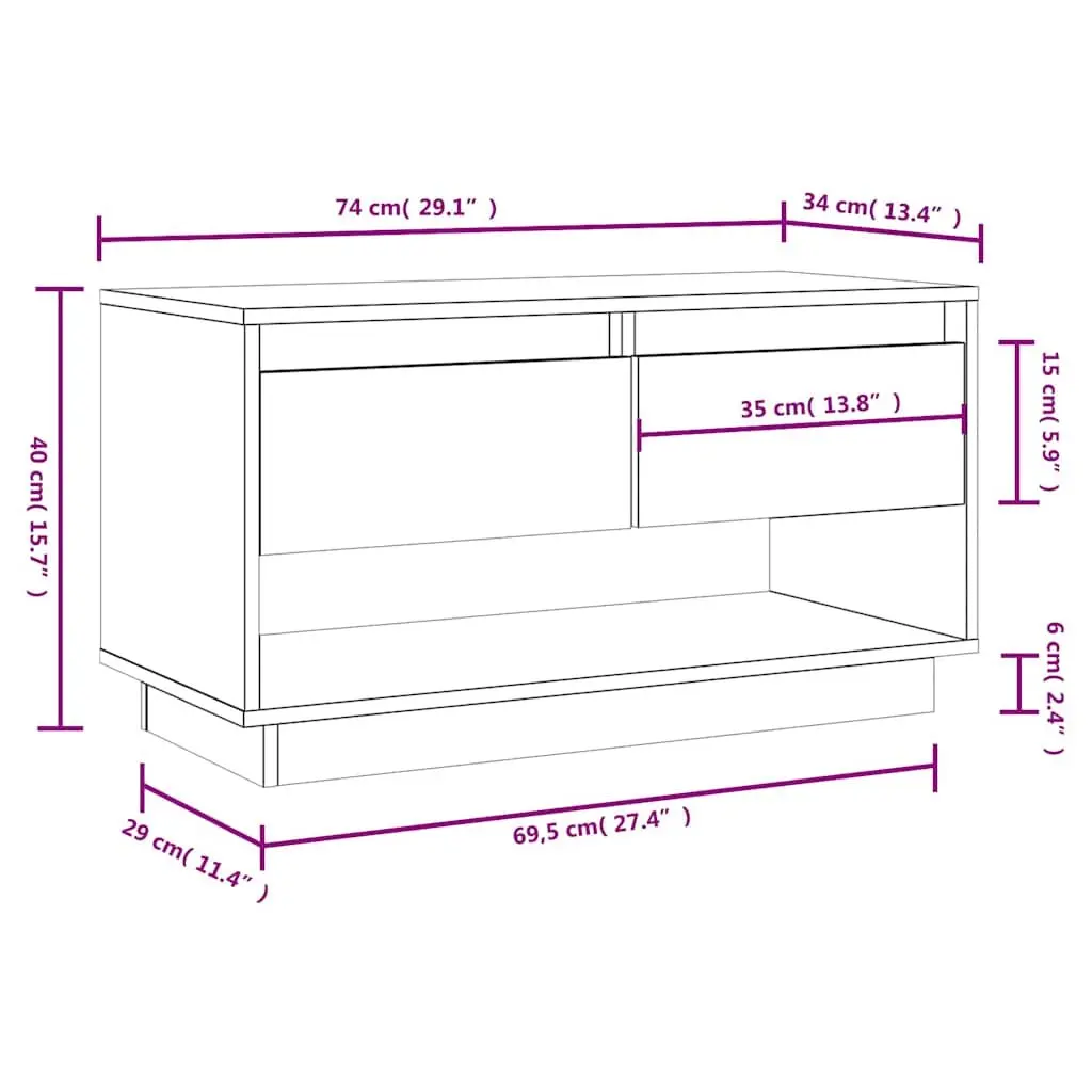 Solid Pine Wood TV Cabinet with Drawers