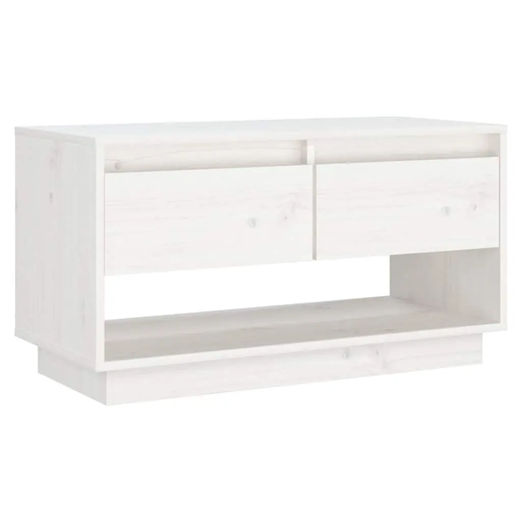 White Solid Wood Pine TV Cabinet 74x34x40 cm