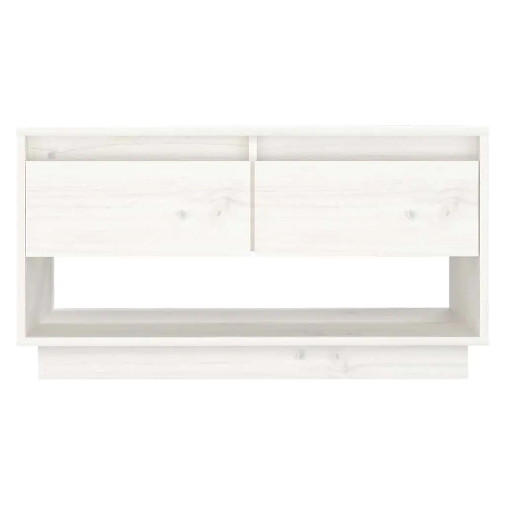 White Solid Wood Pine TV Cabinet 74x34x40 cm