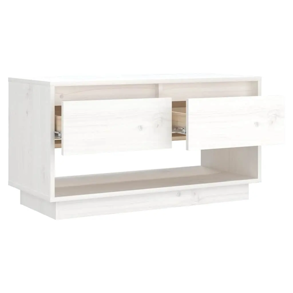 White Solid Wood Pine TV Cabinet 74x34x40 cm