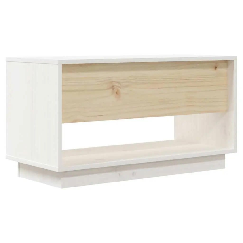 White Solid Wood Pine TV Cabinet 74x34x40 cm